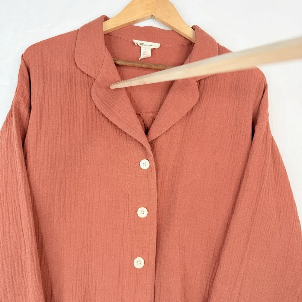 Madewell Women's Double Cotton Gauze‎ Oversized Pajama Shirt SZ-Large) cinnamon